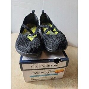 NOS Croft & Barrow Women Shoes Size 8.5 Black Memory Foam Slip On Comfort Flats
